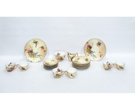 Royal Worcester porcelain tea service for 6 persons, floral spray decoration pattern no. W4492, 22 pieces, viz: 6 each teacup