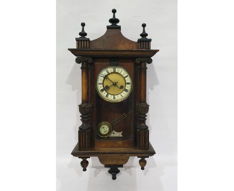 19th century wall clock with Roman numerals to the enamel chapter ring