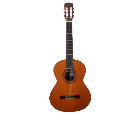 1998 José Ramirez R2 classical guitar, made in Spain; Back and sides: rosewood, light surface scratches to the back; Top: ced