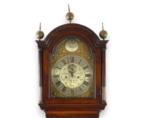 A George III mahogany eight day longcase clock, anonymous, c.1770, in attractive arched case with brass stop fluted quarter c