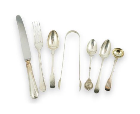 A harlequin collection of nineteen assorted mainly 19th century silver Old English pattern teaspoons, including set of six by