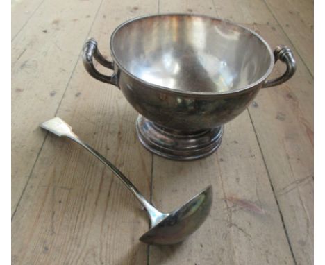 A Walker and Hall silver plated punch bowl, from the Middle Temple, together with a silver plated ladle
