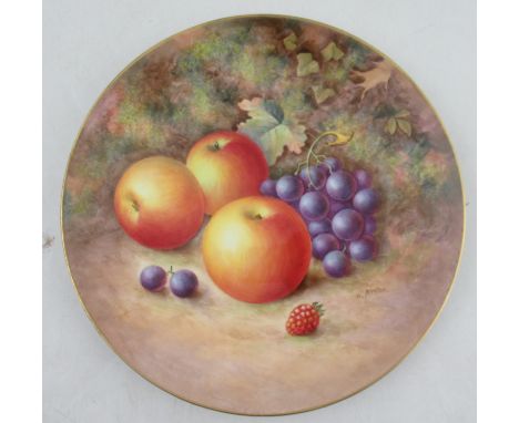 A Royal Worcester plate, decorated with fruit to a mossy background by Ayrton, diameter 10.5insCondition Report:  Good condit