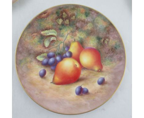 A Royal Worcester plate, decorated with fruit to a mossy background by Ayrton, diameter 10.5insCondition Report:  Good condit