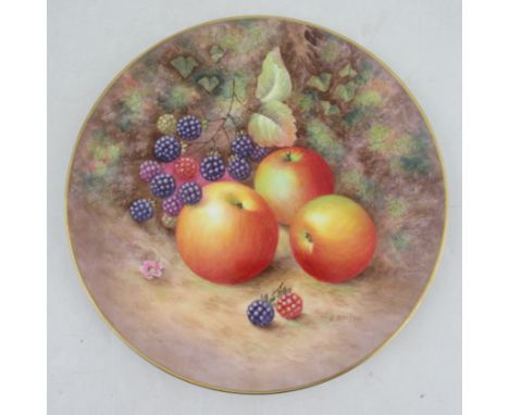 A Royal Worcester plate, decorated with fruit to a mossy background by Ayrton, diameter 10.5insCondition Report:  Good condit