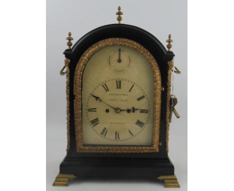 A 19th century bracket clock, the dial signed Jeffreys &amp; Ham, Salisbury square, London, with keys and pendulum&nbsp;