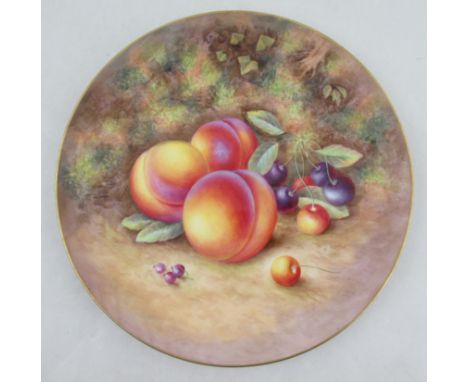 A Royal Worcester plate, decorated with fruit to a mossy background by Ayrton, diameter 10.5insCondition Report:  Good condit