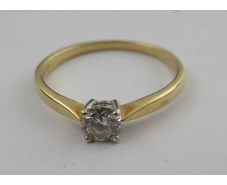 An 18ct single stone diamond ring, est. 0.30ct, yellow gold&nbsp;
