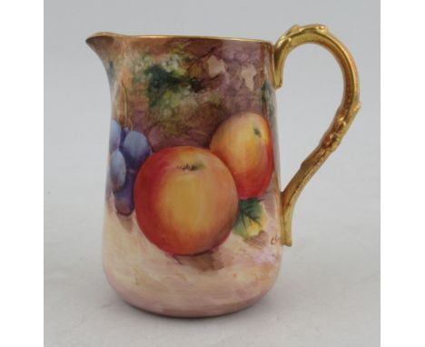 A Royal Worcester milk jug, decorated with fruit by Smith, height 3.25ins&nbsp;Condition Report:  Good condition, no chips, c