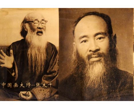 A CHINESE PHOTOGRAPHIC SCROLL, containing a variety of images of a 20th Century scholar sage, approx. 95.5in wide & 9.75in hi