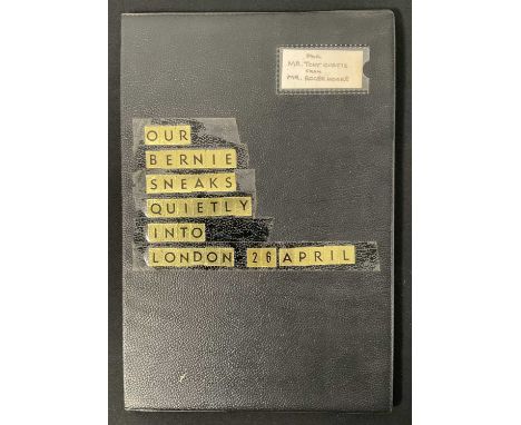 A handmade scrapbook by ROGER MOORE for TONY CURTIS, jibing him for his run-ins with the British press and the law, with a si