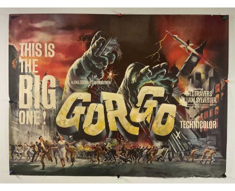 GORGO (1961) UK Quad film poster, British creature feature movie inspired by Godzilla, a scarce rolled example of this poster