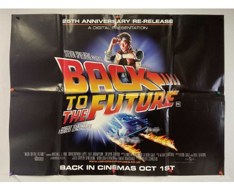 BACK TO THE FUTURE (1985) 25th anniversary (2000) UK Quad film poster, classic sci-fi time- travel adventure , foldedNB: This