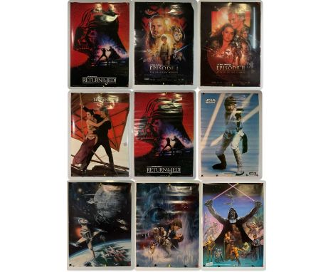 A group of STAR WARS commercial posters, mostly contemporary from the early 1980s, including Roger Kastel and Drew Struzan ar