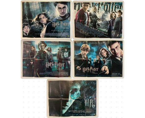 A group of 5 Harry Potter UK Quad film posters comprising HARRY POTTER AND THE PRISONER OF AZKABAN (2004), HARRY POTTER AND T