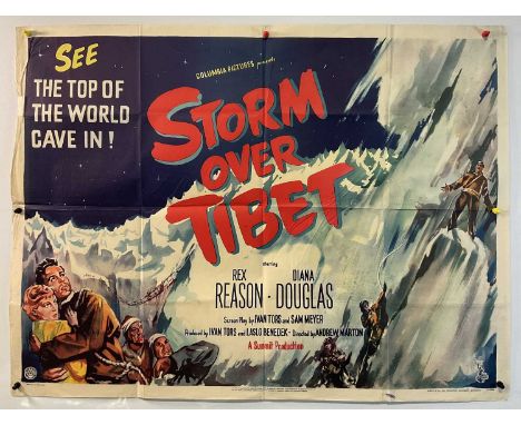 STORM OVER TIBET (1952) UK Quad film poster, WWII adventure starring Rex Harrison, folded. IMDB Rating: 5.7 / 10