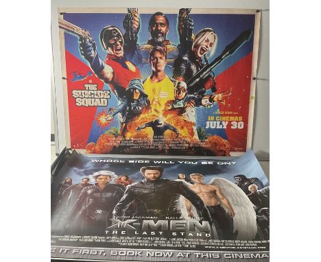A mixed selection of superhero film posters including THE SUICIDE SQUAD, X-MEN APOCALYPSE, CATWOMAN, TOMB RAIDER CRADLE OF LI