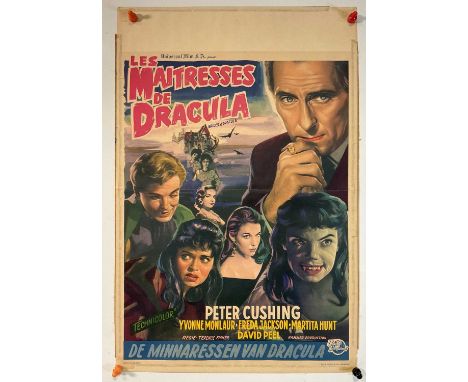 BRIDES OF DRACULA (1960) Belgian film poster, Hammer Horror starring Peter Cushing, folded.