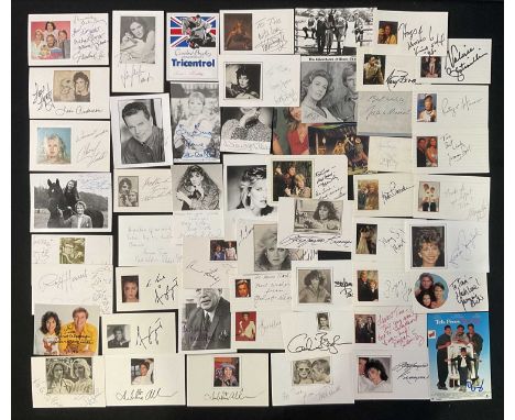 A mixed group of 53 mixed celebrity autographs to include RUTGER HAUER, JIMMY SMITS, ALEXANDRA PAUL,VICTORIA PRINCIPAL, YASMI