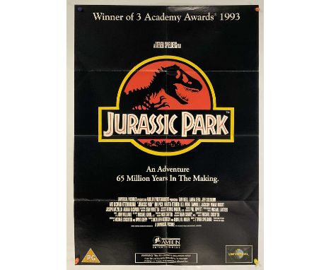 JURASSIC PARK (1993) UK video store film poster for the Steven Spielberg directed Paleontological action adventure, 33” x 23.