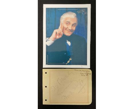 FRANK MORGAN - The Wizard of Oz - An autographed page from an autograph book dedicated and signed by Frank Morgan, the actor 