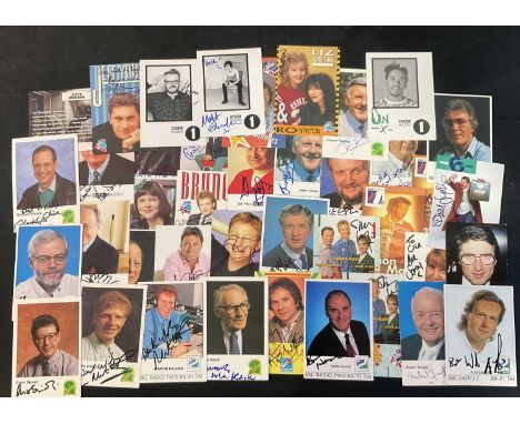 A programme of signed promotional photographs of radio and television presenters, this item has been independently checked by