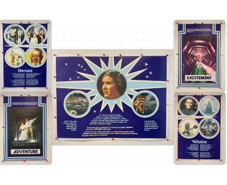 STAR WARS (1977) MARLER HALEY FULL SET comprising the Princess Leia starburst UK Quad film poster and four double crowns - Ad