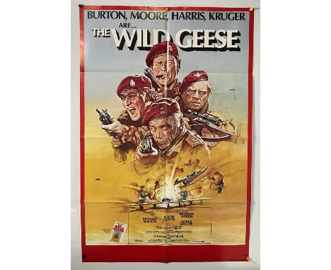 WILD GEESE (1978) US one sheet, action film with Roger Moore and Richard Burton, poster artwork by Arnoldo Putzu, folded