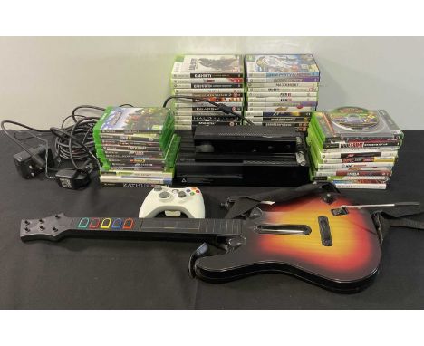 X-BOX: An X-Box One console, controller, X-Box One Kinect 2 controller and Guitar Hero controller together with 40+ X-Box One