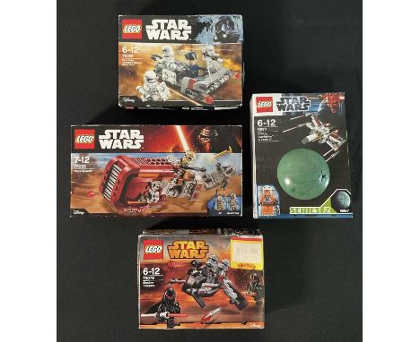 A group of STAR WARS Lego to include Rey's Speeder 75099, First Order Transport Speeder Battle Pack 75166, Shadow Troopers 75