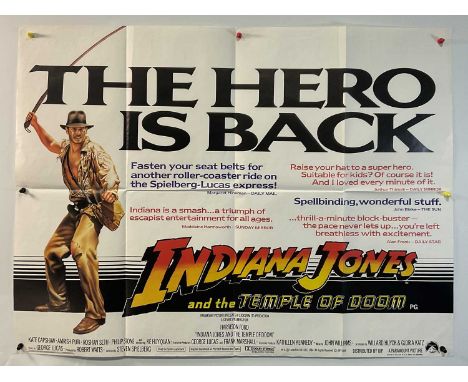 INDIANA JONES AND THE TEMPLE OF DOOM (1984) UK Quad film poster for the Stephen Spielberg directed archeological adventure st