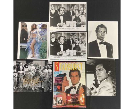 JAMES BOND: A pair of signed photographs of Caroline Munro and Pauline Peart together with a selection of Timothy Dalton item
