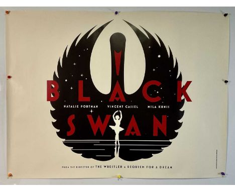 BLACK SWAN (2010) UK Quad, white dancer in swan teaser style film poster for the Oscar-winning thriller by Darren Aranofsky, 
