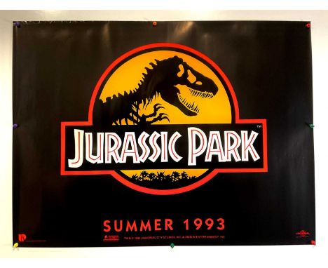 JURASSIC PARK (1993) UK Quad film poster, the rarer matte finish with yellow background, single sided, rolled.