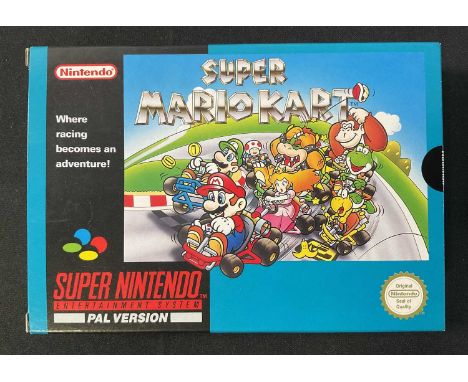 SUPER MARIO KART (1992) Super Nintendo video game, PAL version, complete in box with insert and instructions, Nintendo sticke