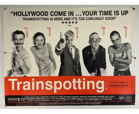 TRAINSPOTTING (1996) UK Quad film poster, cult Danny Boyle movie about drug addicts in Glasgow, rolled IMDB rating: 8.1 / 10 