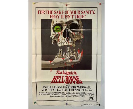 THE LEGEND OF HELL HOUSE (1973) US one sheet film poster, classic haunted house horror with gruesome poster art, folded. IMDB