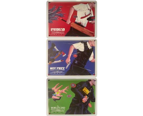 A group of three CORNETTO TRILOGY alternative movie posters by Doaly from Vicepress (2020) comprising lithograph print landsc