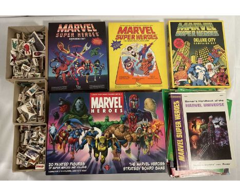 A group of Marvel Superhero RPG Board Games comprising MARVEL SUPER HEROES THE HEROIC ROLE-PLAYING GAME (1984), TSR Games, MA
