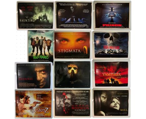 A group of UK Quad Horror movie posters comprising FRIDAY THE 13th (2009), EXISTENZ (1999), HANNIBAL (2000), RAVENOUS (1999),