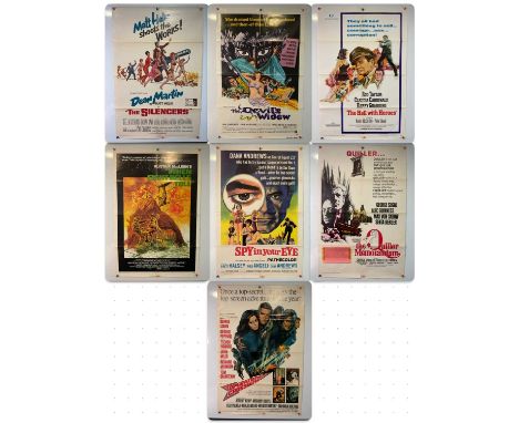 A selection of Action / Spy film posters comprising THE SILENCERS (1966), THE DEVILS WIDOW (1972), WHEN EIGHT BELLS TOLL (197