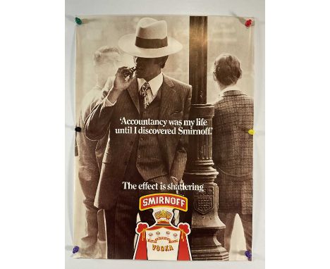 A SMIRNOFF VODKA advertising poster c1970, featuring the slogan "Accountancy was my life until I discovered Smirnoff - The ef