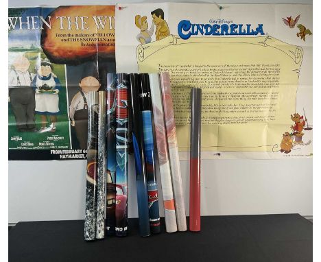 A selection of 7 Disney and animated film posters comprising CINDERELLA (1950) UK Quad 1970s re-release, WHEN THE WIND BLOWS 