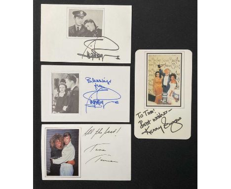 A small group of celebrity autographs on small cards comprising KENNY ROGERS, TINA TURNER, GINGER ROGERS x 2, (4), this item 