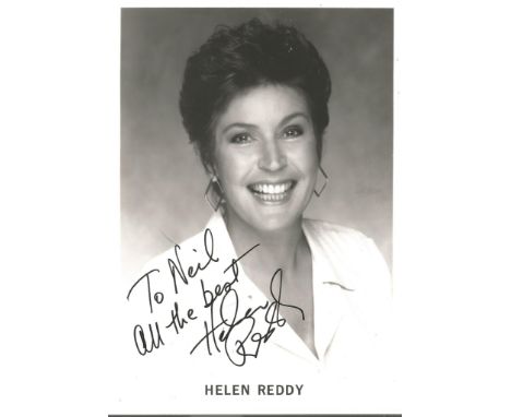 Helen Reddy signed 7x5 black and white photo dedicated. Helen Maxine Reddy ,born 25 October 1941, is an Australian singer, ac