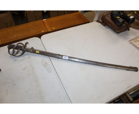A Victorian Indian Infantry sword with plain blade and scabbard 