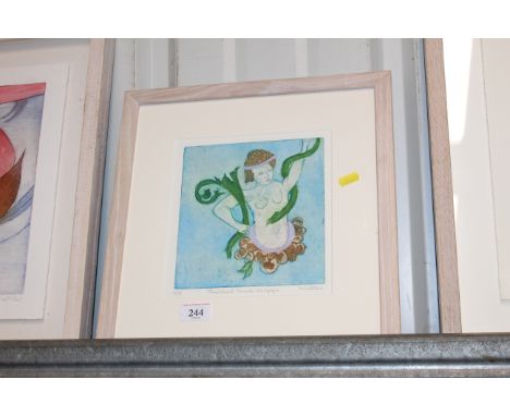 Michael Flint, pencil signed limited edition coloured etching  Christchurch Mansion wallpaper 1/35