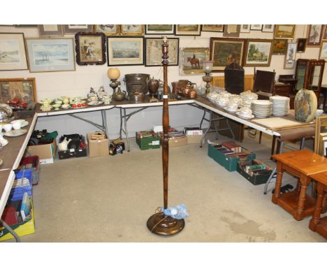 A mahogany standard lamp - lacking shade
