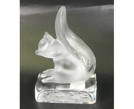 Lalique clear and frosted glass Squirrel figure, etched Lalique France 16cm. high modern Lalique clear and frosted glass figu