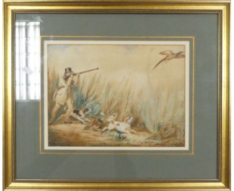 After Samuel John Egbert Jones (1797–1861). Hunting Scene, watercolour on paper. Height: 45cm Width: 57cm 